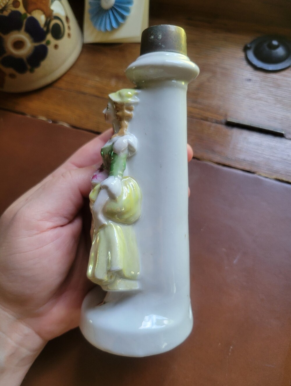 Vtg Porcelain Boudoir Lamp Base Colonial Courting Couple Figurine #12400 MCM - Picture 7 of 11